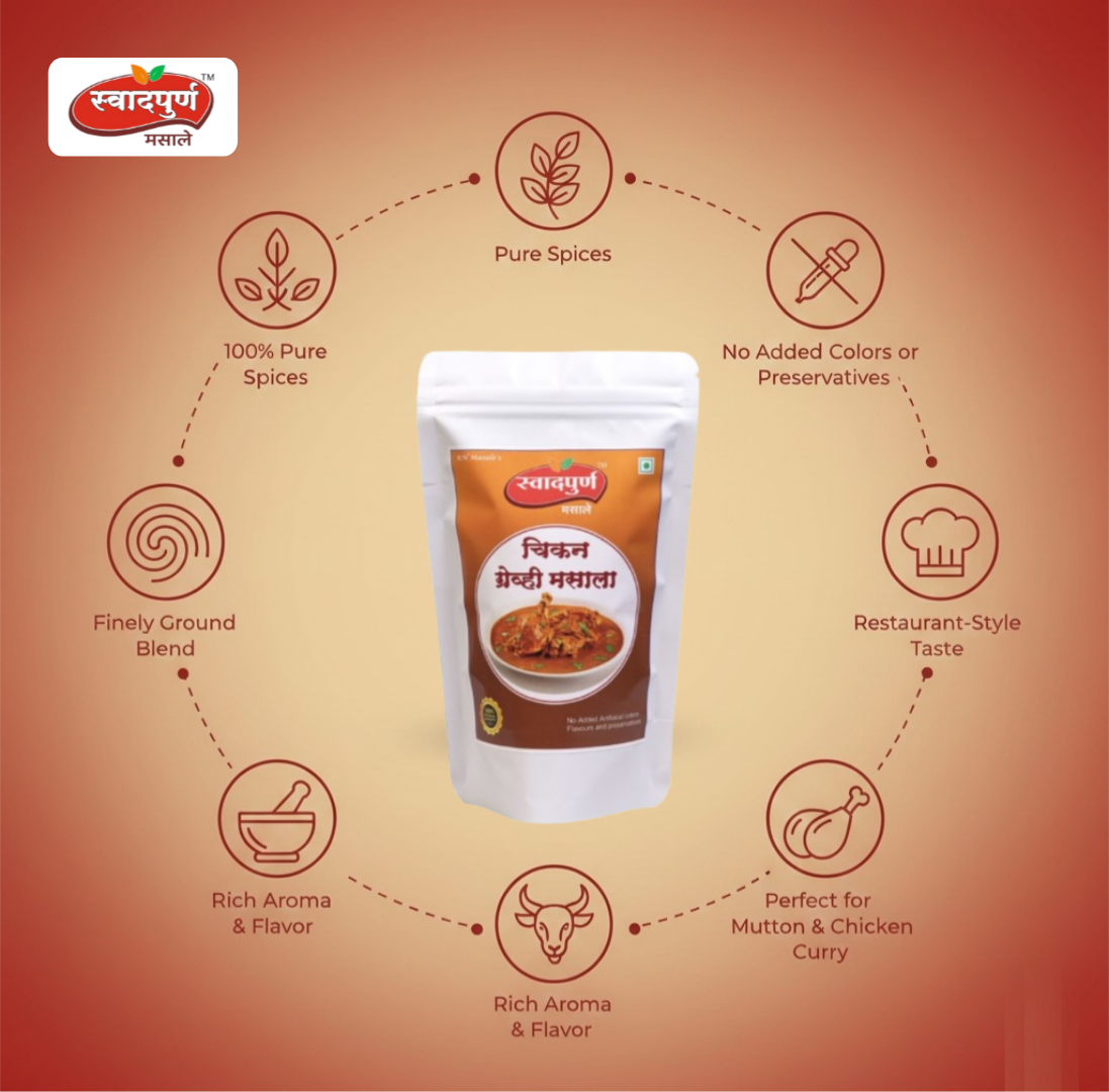 Chicken Gravy Masala | Authentic Maharashtrian Spice Blend for Mutton Curry | Rich Aroma & Traditional Taste | 100% Pure Indian Spices. - Image 17
